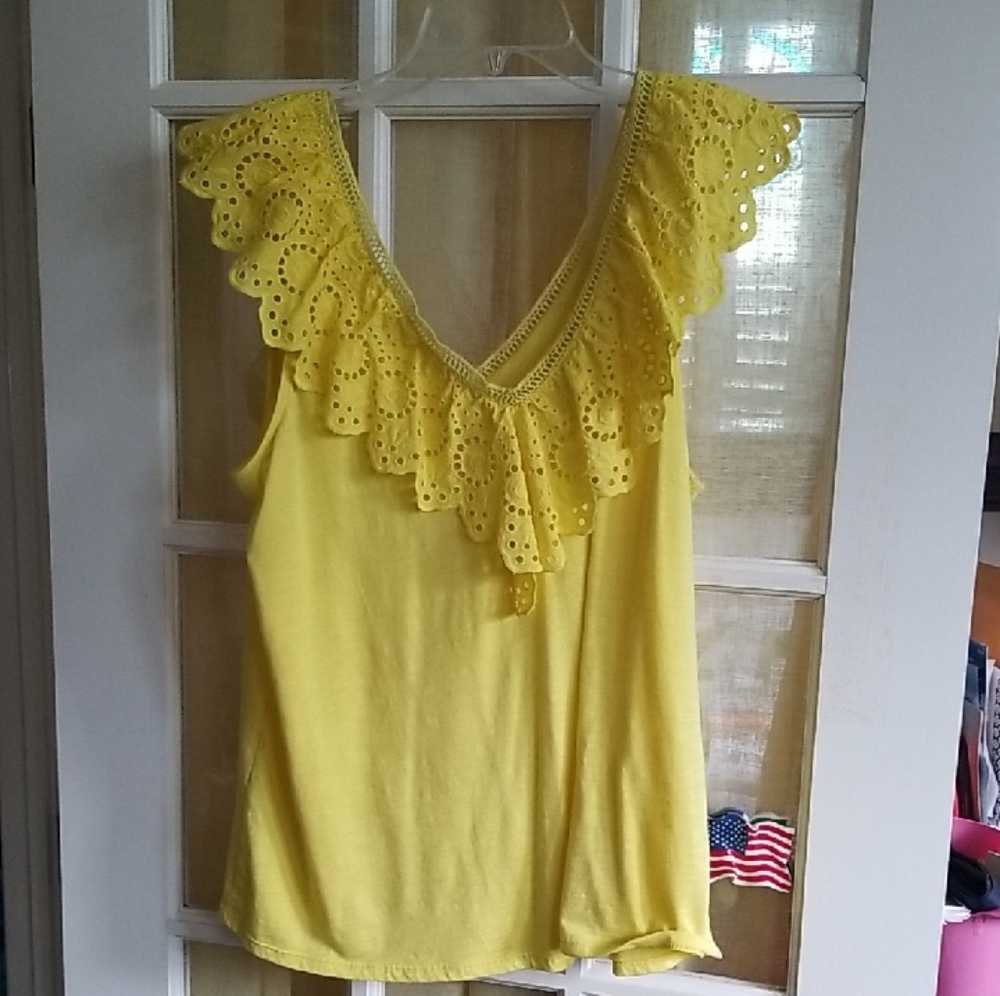 Lilly Pulitzer Yellow Eyelet Ruffle Top